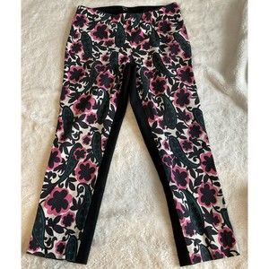RAOUL Womans Floral Front/Black Back Stretch Cropped Pant Size 14